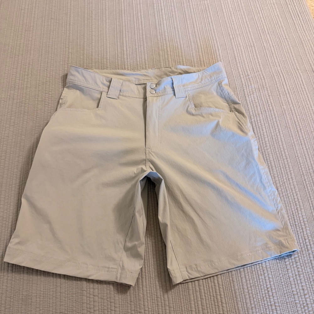 Columbia PFG Men Blood and Guts Tan Fishing Shorts Ripstop Stretch Size 32W/ 10L